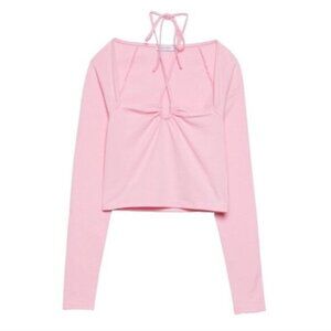 NWT Stradivarius Brat Girl Summer Y2K Barbiecore Long sleeve Crop Top S
